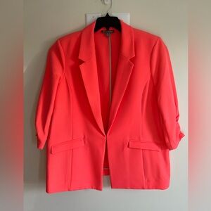 Kate & Mallory Blazer Bright Pink Coral Color Size 2X Rushed Sleeves Office Work